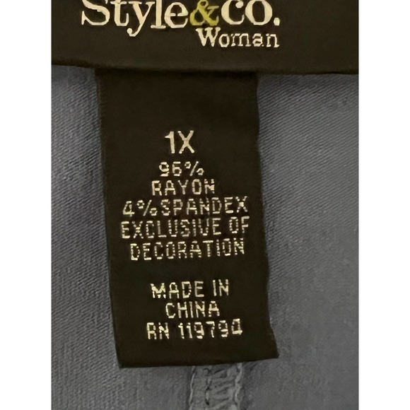 Style&co. Blue Ombre Beaded Crochet Rayon Tank Tunic Top Size 1X Asymmetric Hem - Picture 6 of 10